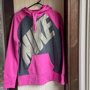 Nike Hoodie with Pink Sleeves and Gray Body